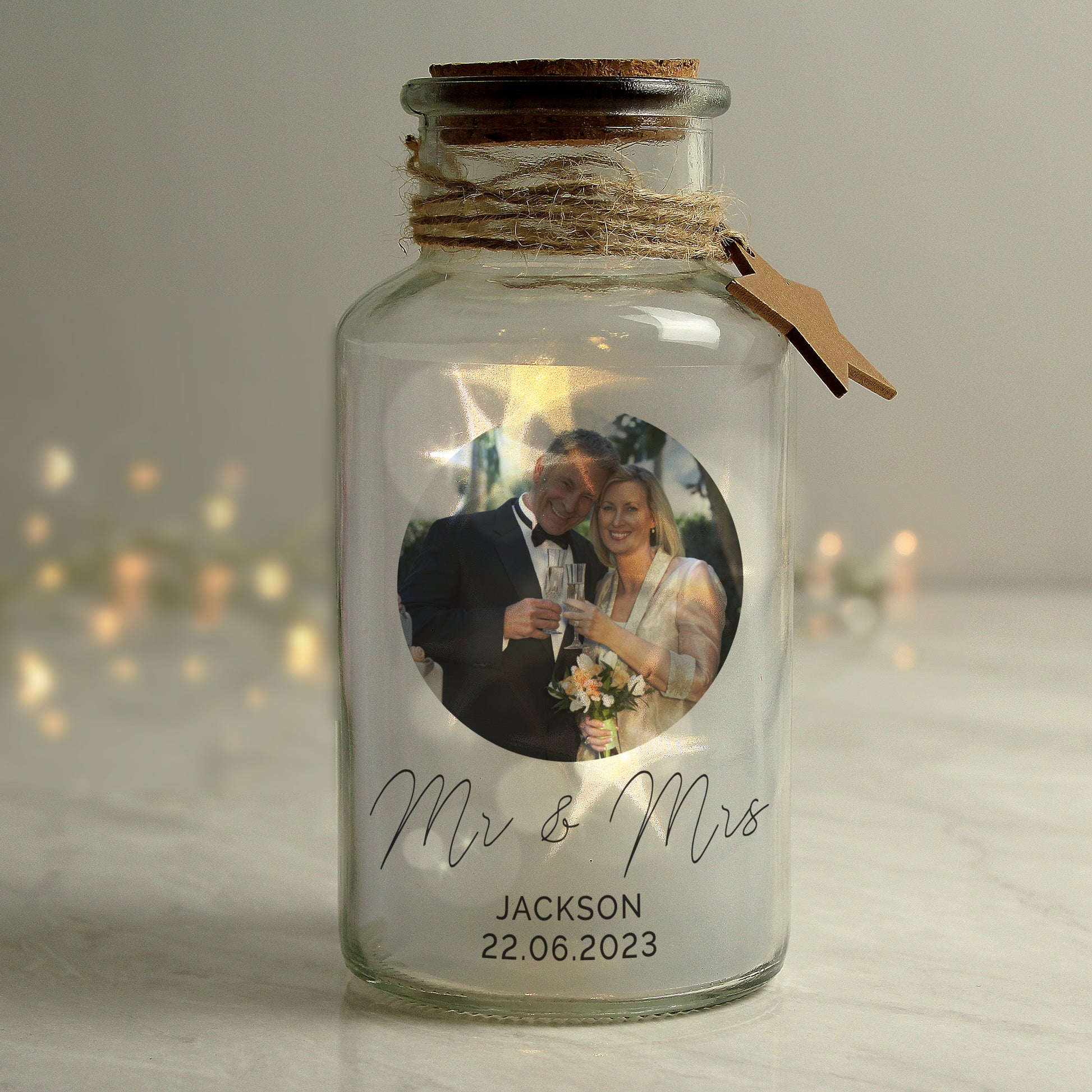 Personalised Photo Upload LED Glass Jar - MK&JD Gifts