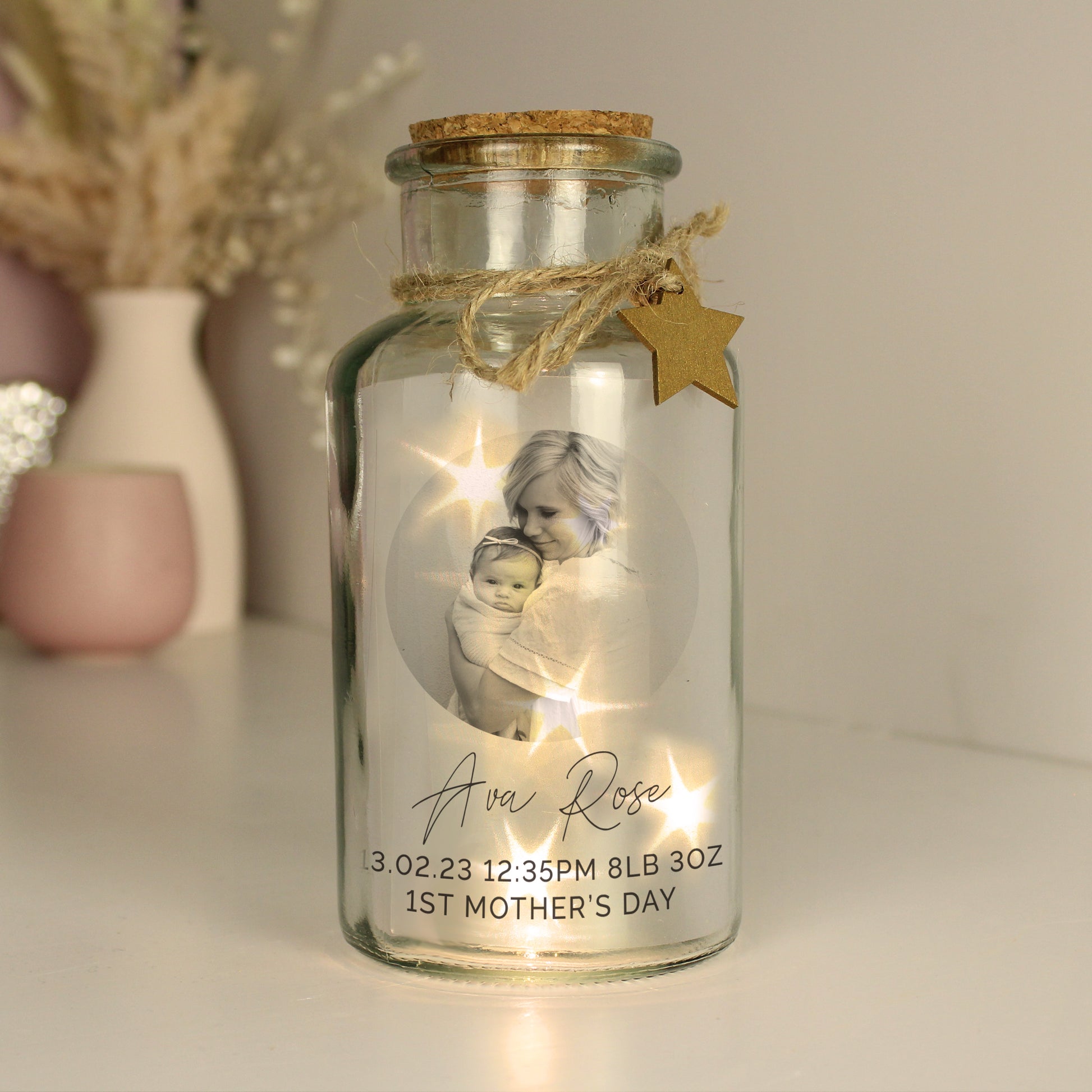 Personalised Photo Upload LED Glass Jar - MK&JD Gifts