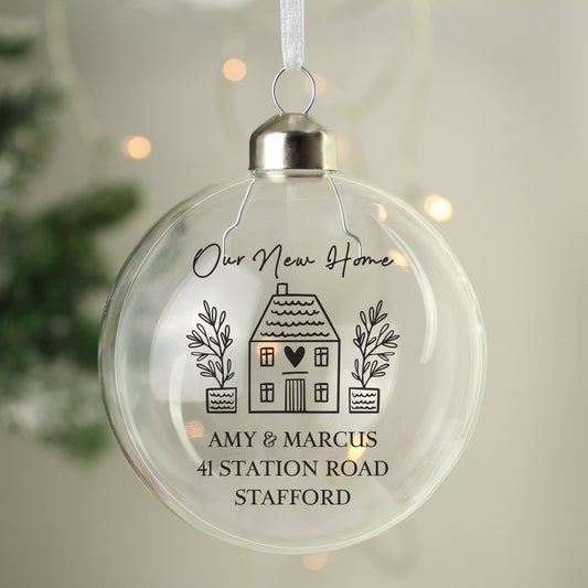 Personalised Home Glass Bauble - MK&JD Gifts
