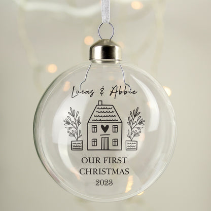 Personalised Home Glass Bauble - MK&JD Gifts