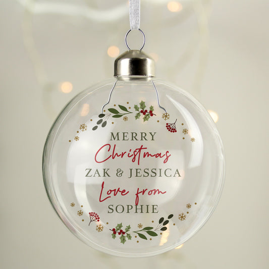 Personalised Christmas Glass Bauble - MK&JD Gifts