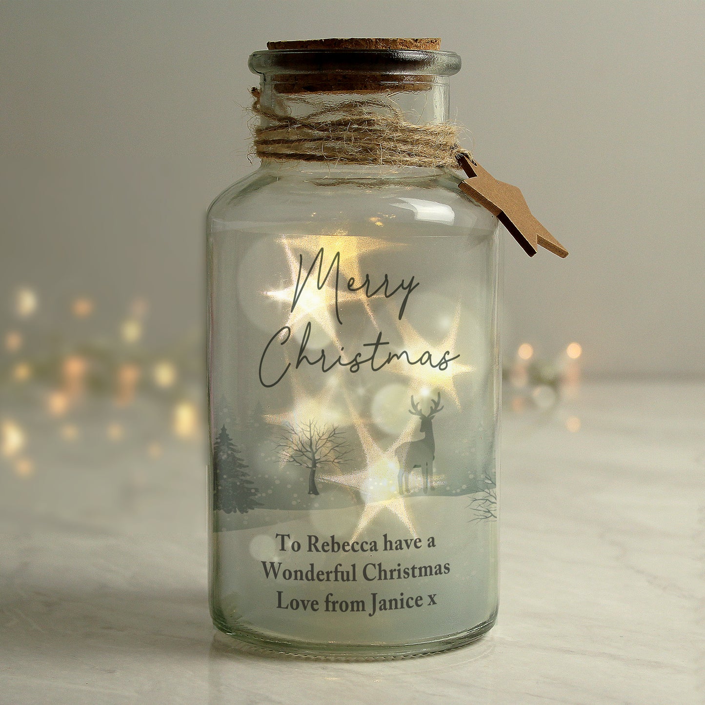Personalised Merry Christmas LED Glass Jar - MK&JD Gifts
