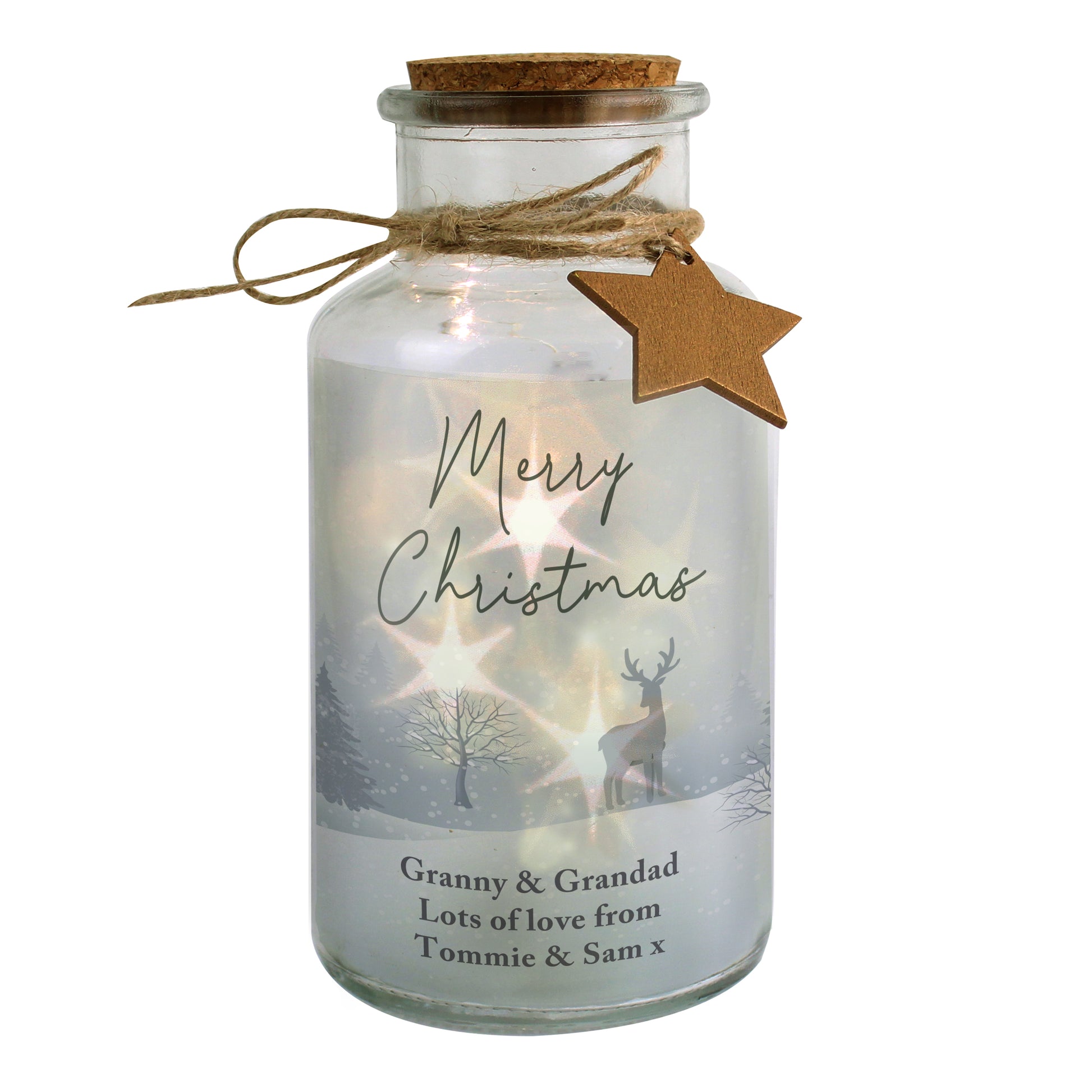 Personalised Merry Christmas LED Glass Jar - MK&JD Gifts