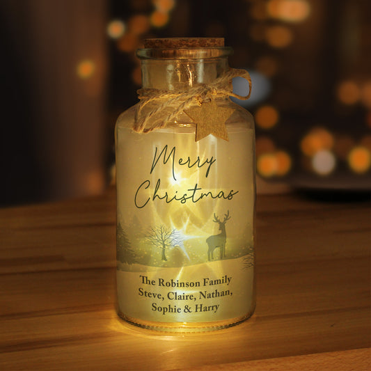 Personalised Merry Christmas LED Glass Jar - MK&JD Gifts