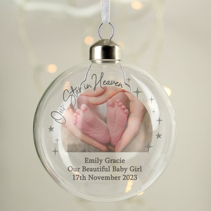 Personalised Photo Upload Memorial Glass Bauble - MK&JD Gifts