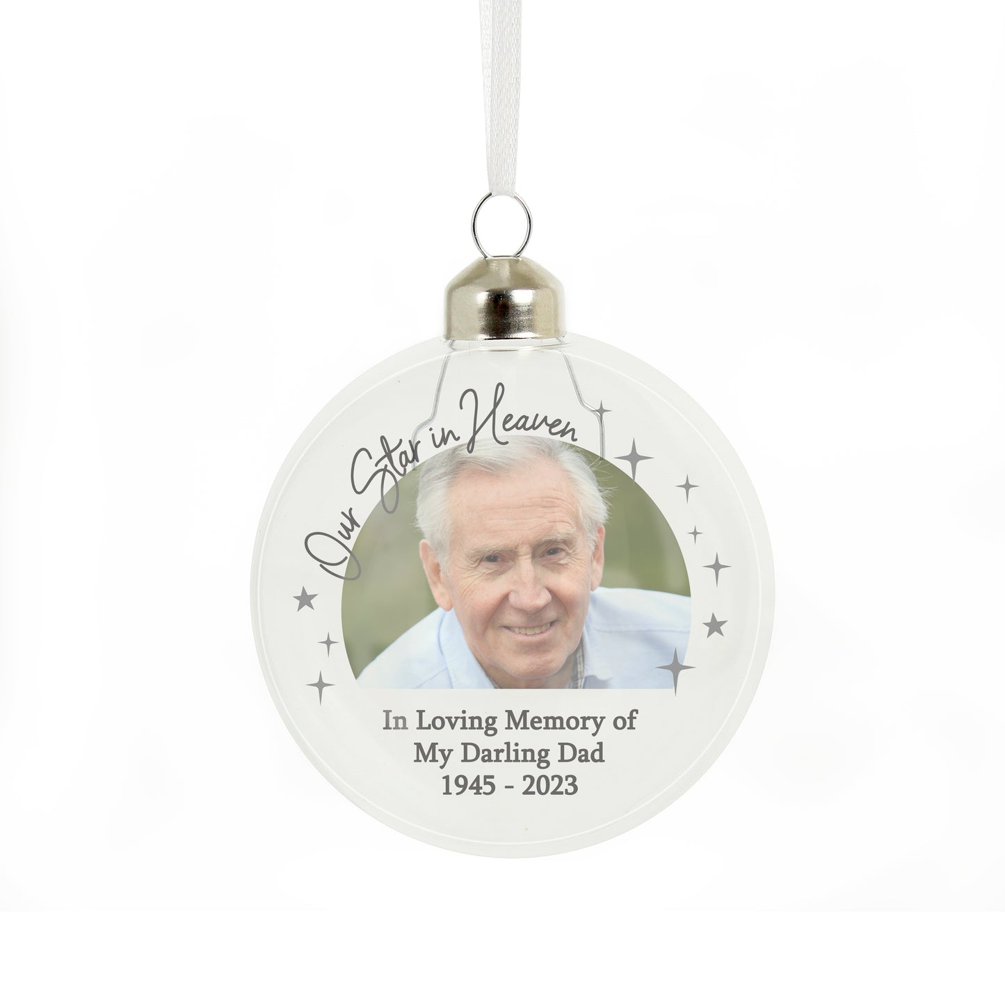 Personalised Photo Upload Memorial Glass Bauble - MK&JD Gifts