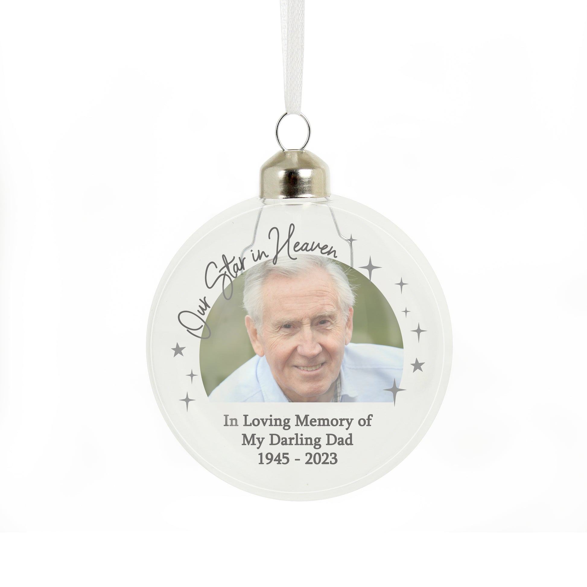 Personalised Photo Upload Memorial Glass Bauble - MK&JD Gifts