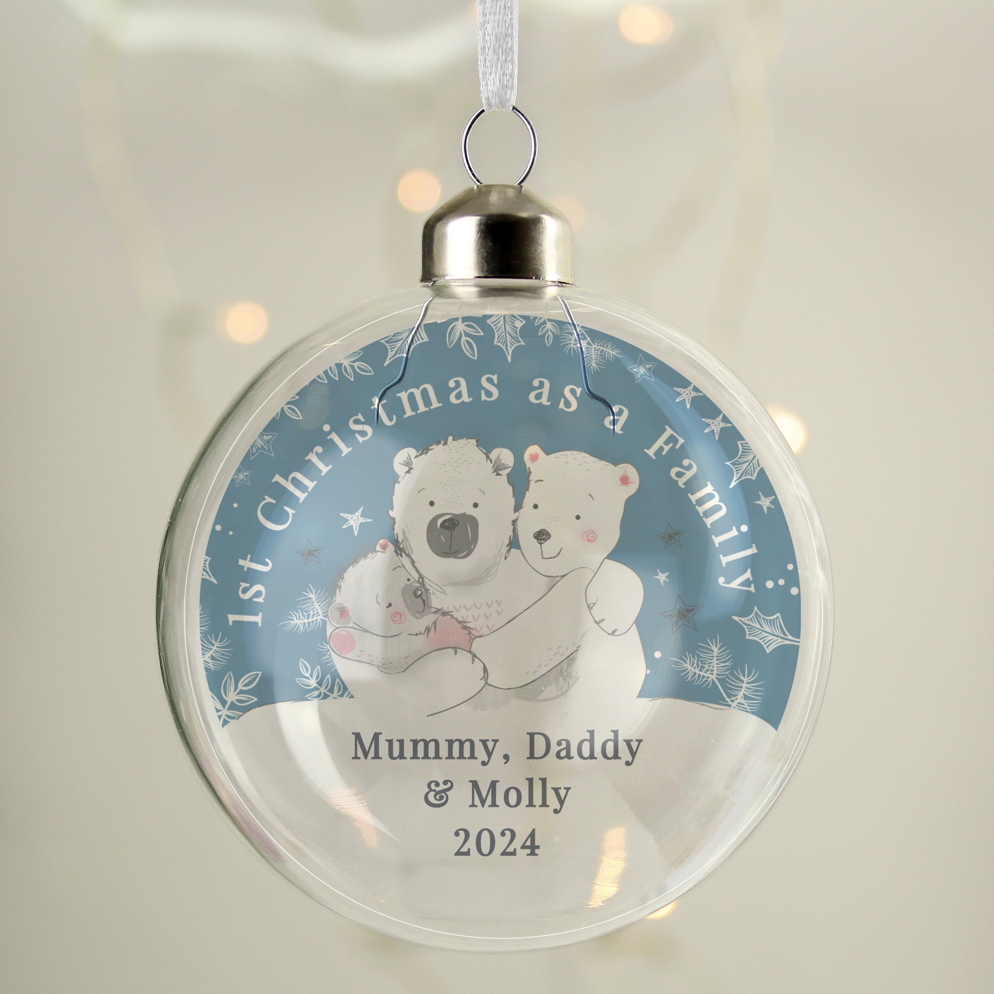Personalised First Christmas as a Family Glass Bauble - MK&JD Gifts