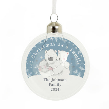 Personalised First Christmas as a Family Glass Bauble - MK&JD Gifts