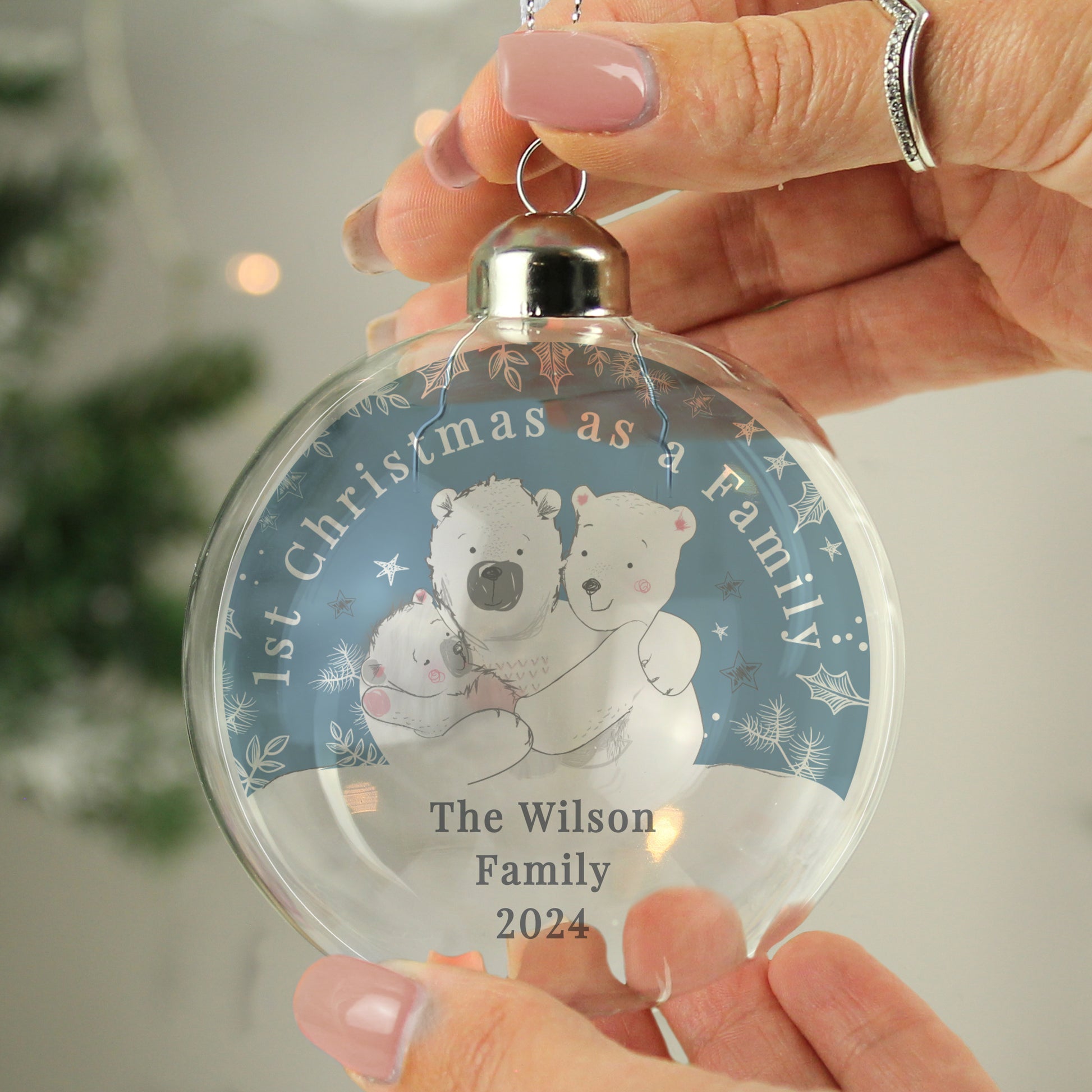 Personalised First Christmas as a Family Glass Bauble - MK&JD Gifts