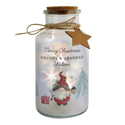 Personalised Gonk Christmas Scene LED Glass Jar - MK&JD Gifts