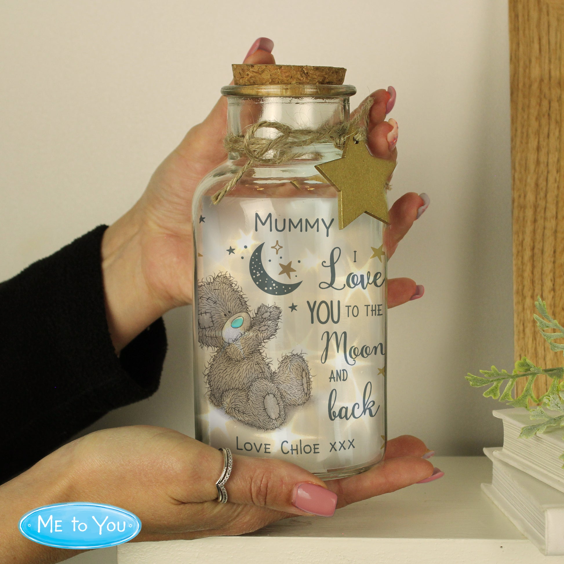 Personalised Me to You Moon & Back LED Light Up Jar - MK&JD Gifts