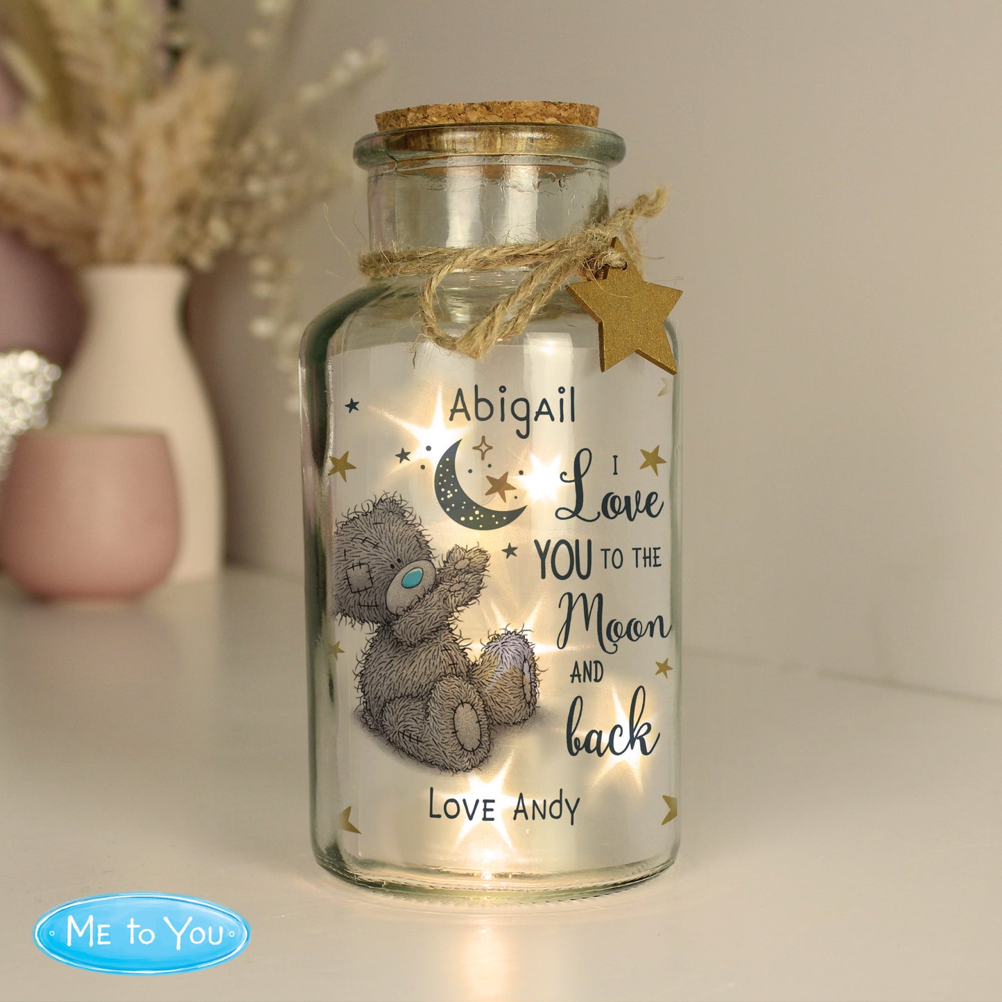 Personalised Me to You Moon & Back LED Light Up Jar