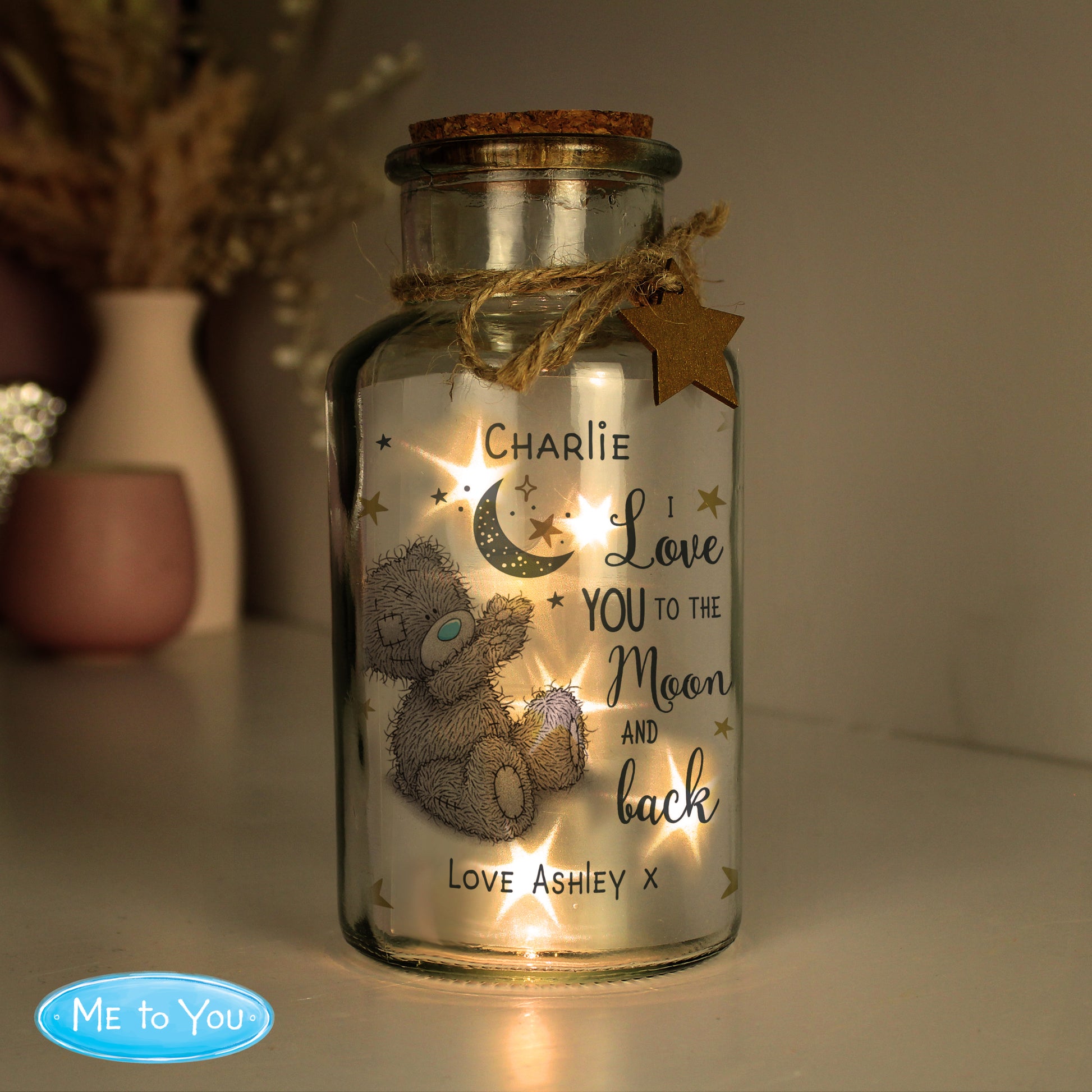 Personalised Me to You Moon & Back LED Light Up Jar - MK&JD Gifts