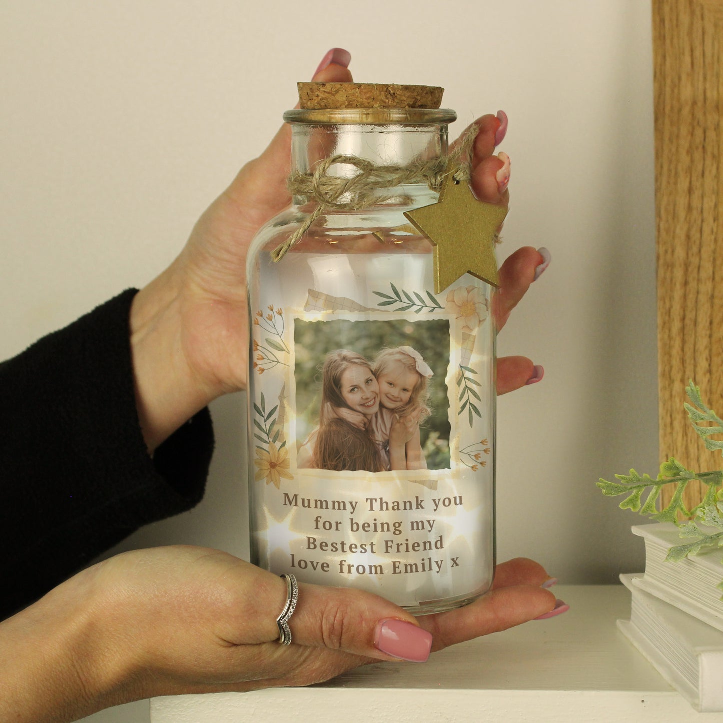 Personalised Wild Flowers Photo Upload LED Light Up Jar - MK&JD Gifts