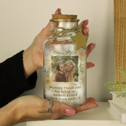 Personalised Wild Flowers Photo Upload LED Light Up Jar - MK&JD Gifts
