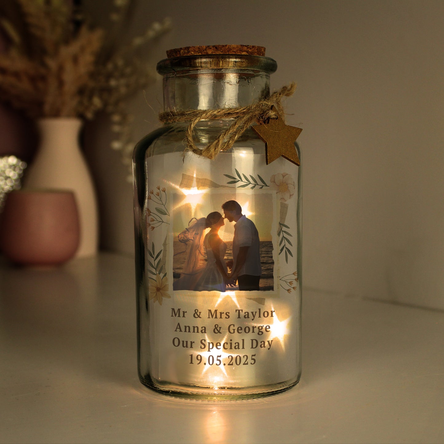 Personalised Wild Flowers Photo Upload LED Light Up Jar - MK&JD Gifts