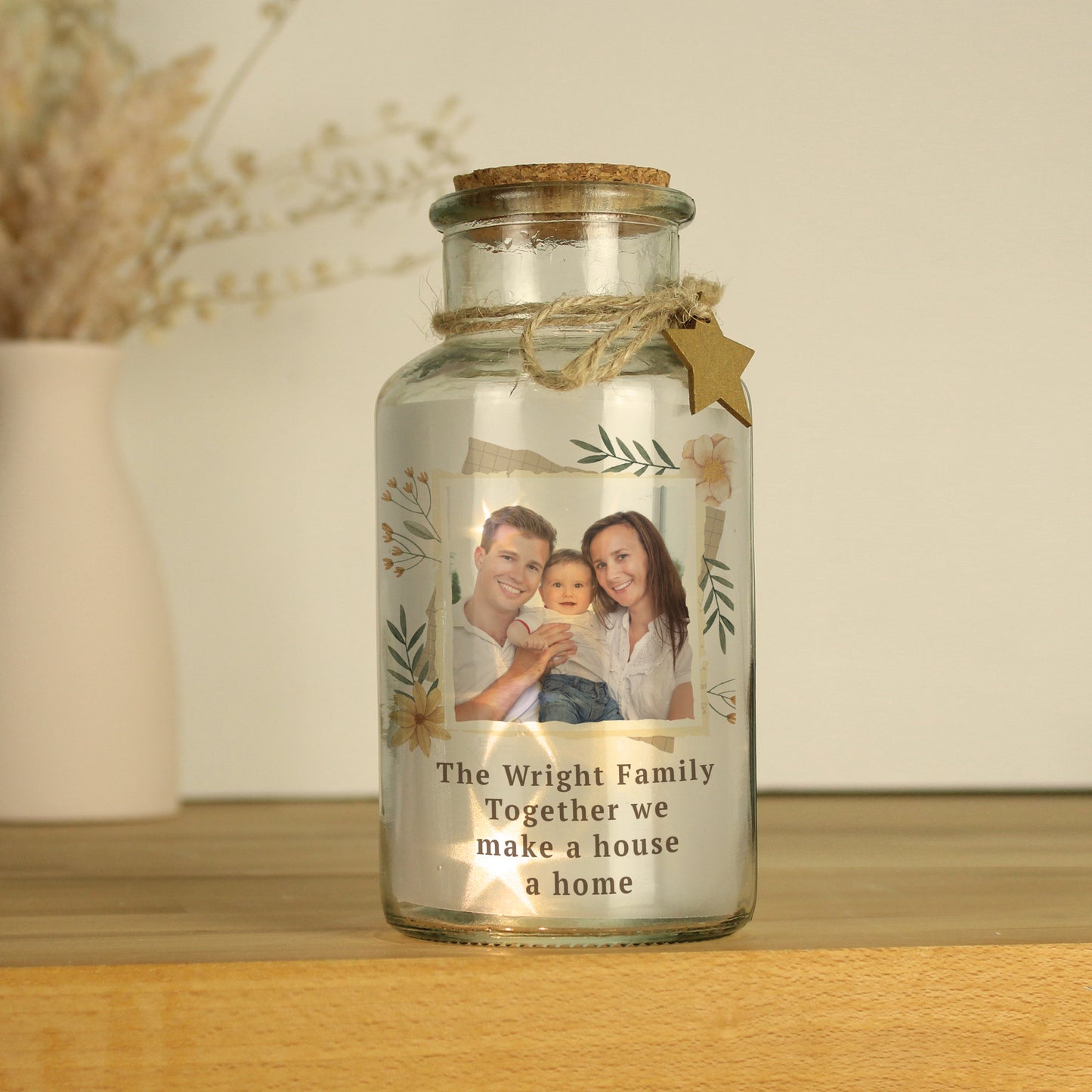 Personalised Wild Flowers Photo Upload LED Light Up Jar