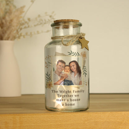 Personalised Wild Flowers Photo Upload LED Light Up Jar