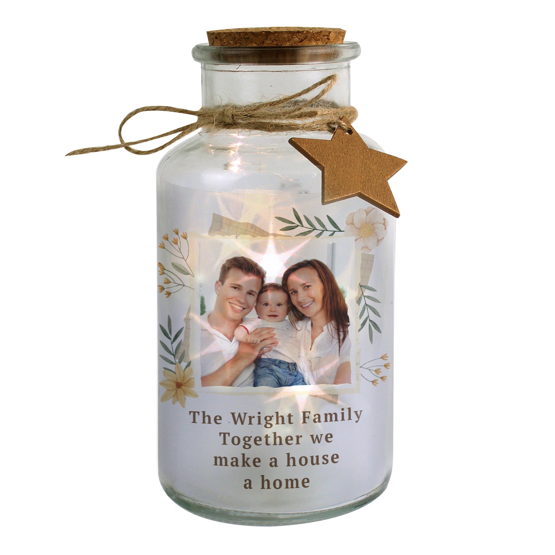 Personalised Wild Flowers Photo Upload LED Light Up Jar - MK&JD Gifts