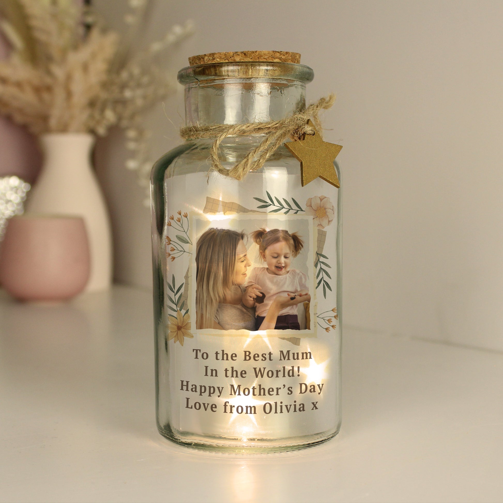 Personalised Wild Flowers Photo Upload LED Light Up Jar - MK&JD Gifts