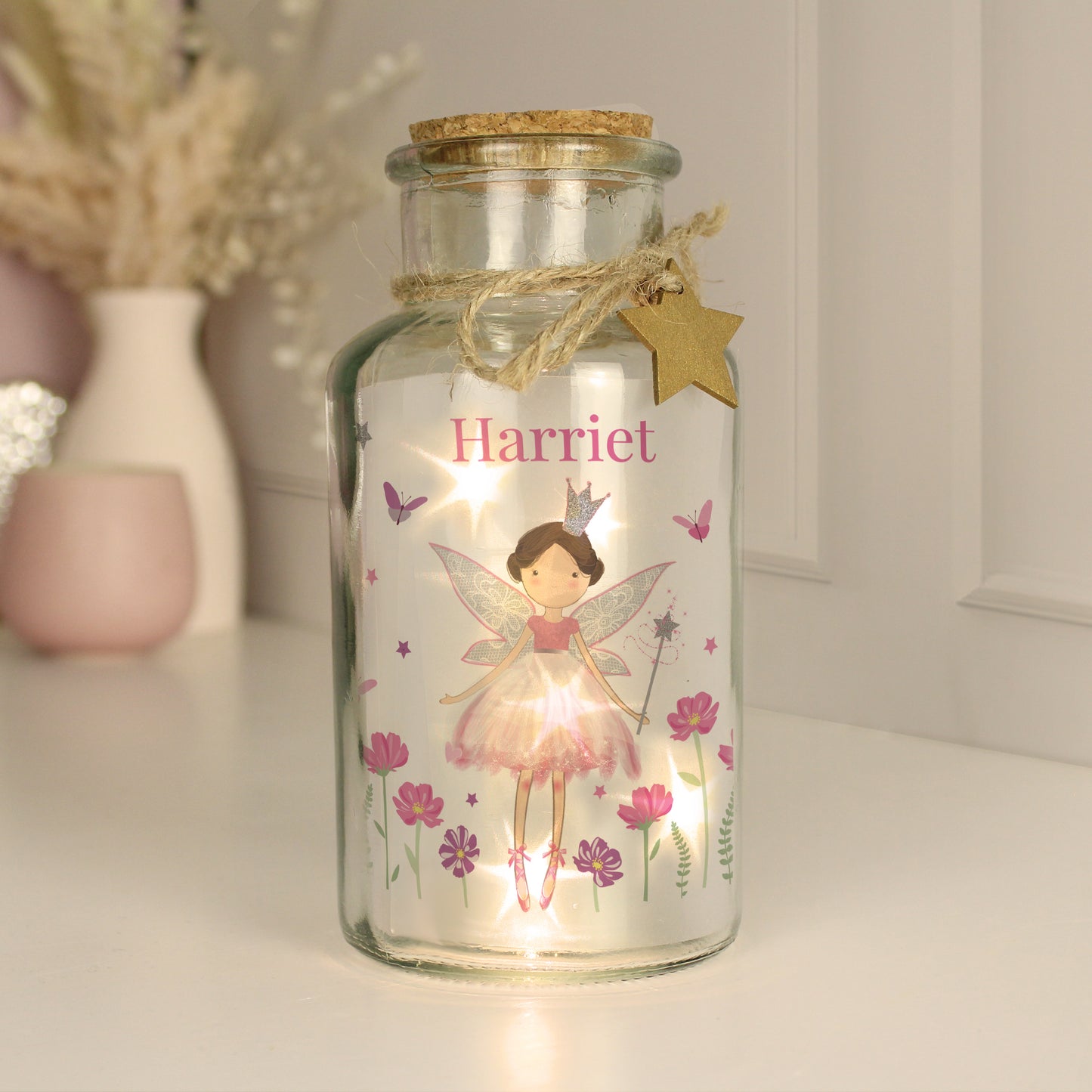 Personalised Fairy Princess LED Glass Jar - MK&JD Gifts