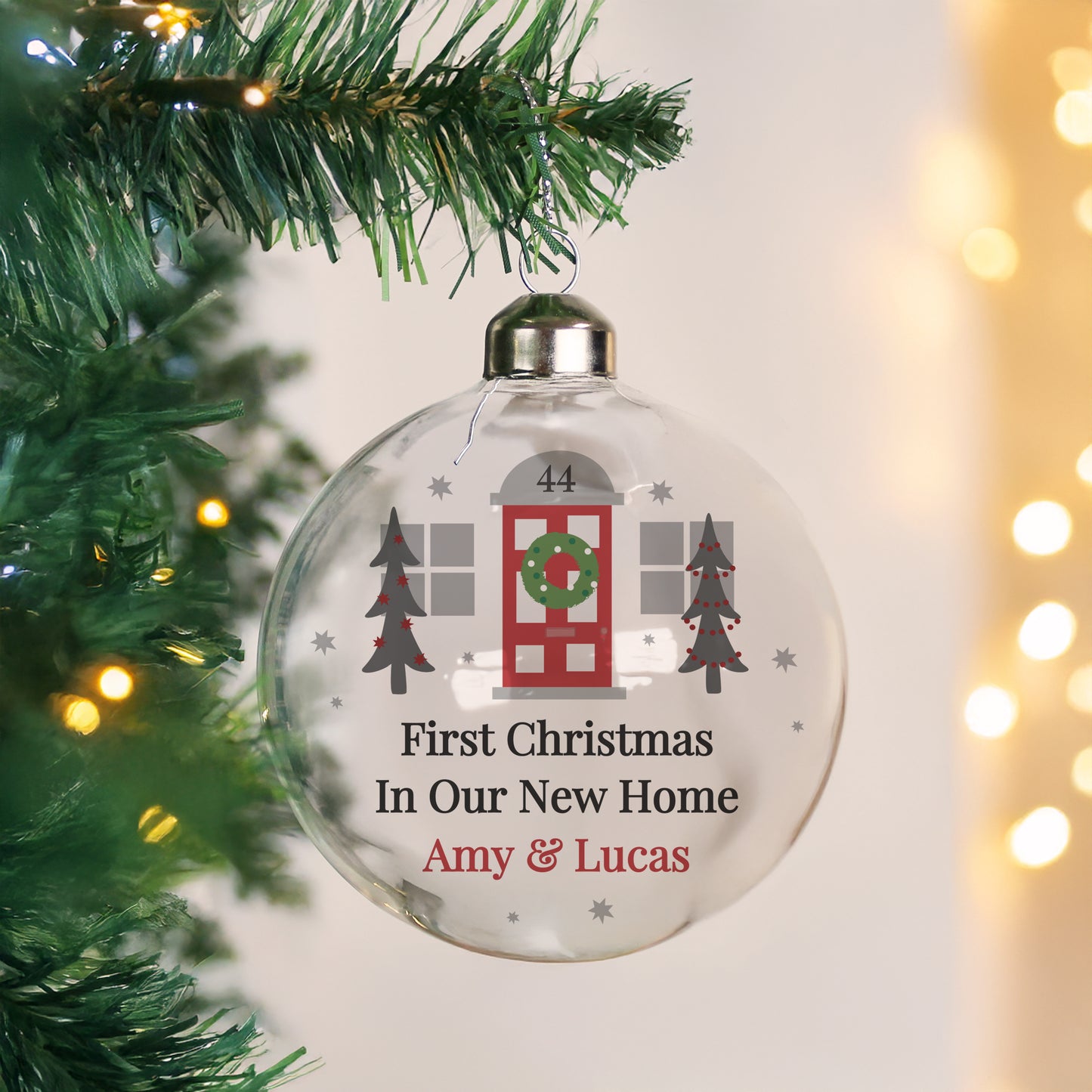 Personalised Home For Christmas Glass Bauble - MK&JD Gifts