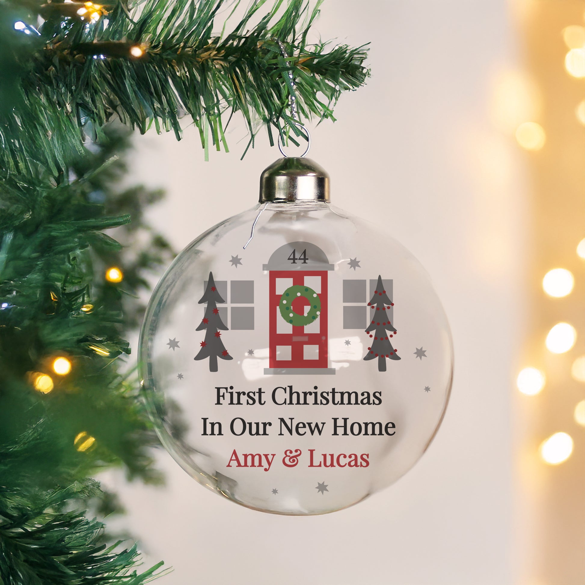 Personalised Home For Christmas Glass Bauble - MK&JD Gifts