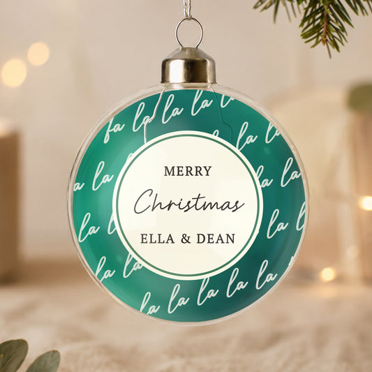 Personalised Fa La La Glass Bauble - MK&JD Gifts