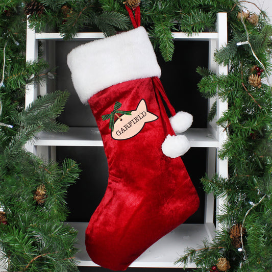 Personalised Cat Treats Luxury Red Stocking - MK&JD Gifts