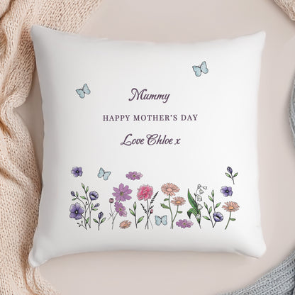 Personalised Wild Flowers Cushion - MK&JD Gifts