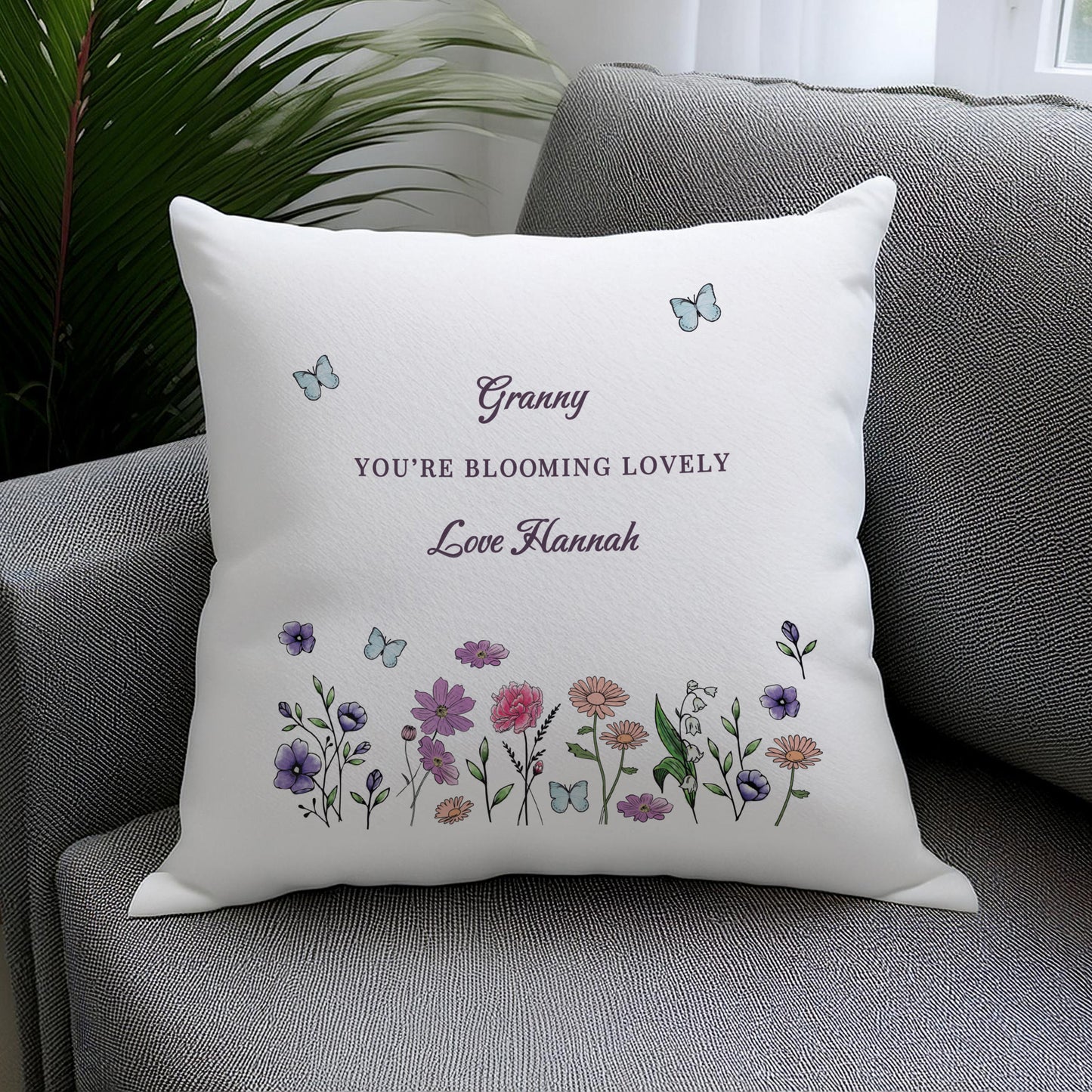 Personalised Wild Flowers Cushion - MK&JD Gifts