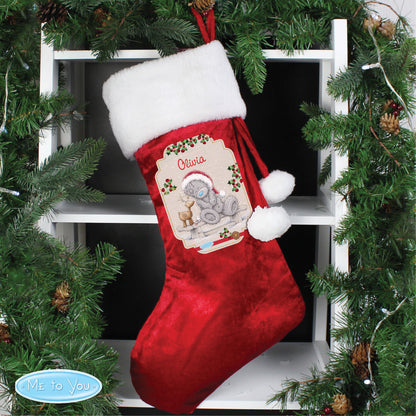 Personalised Me to You Reindeer Luxury Red Stocking - MK&JD Gifts