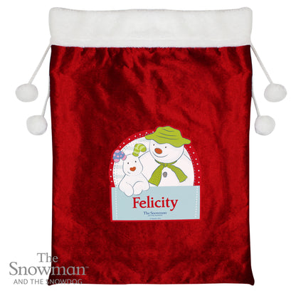 Personalised The Snowman and the Snowdog Luxury Pom Pom Sack - MK&JD Gifts