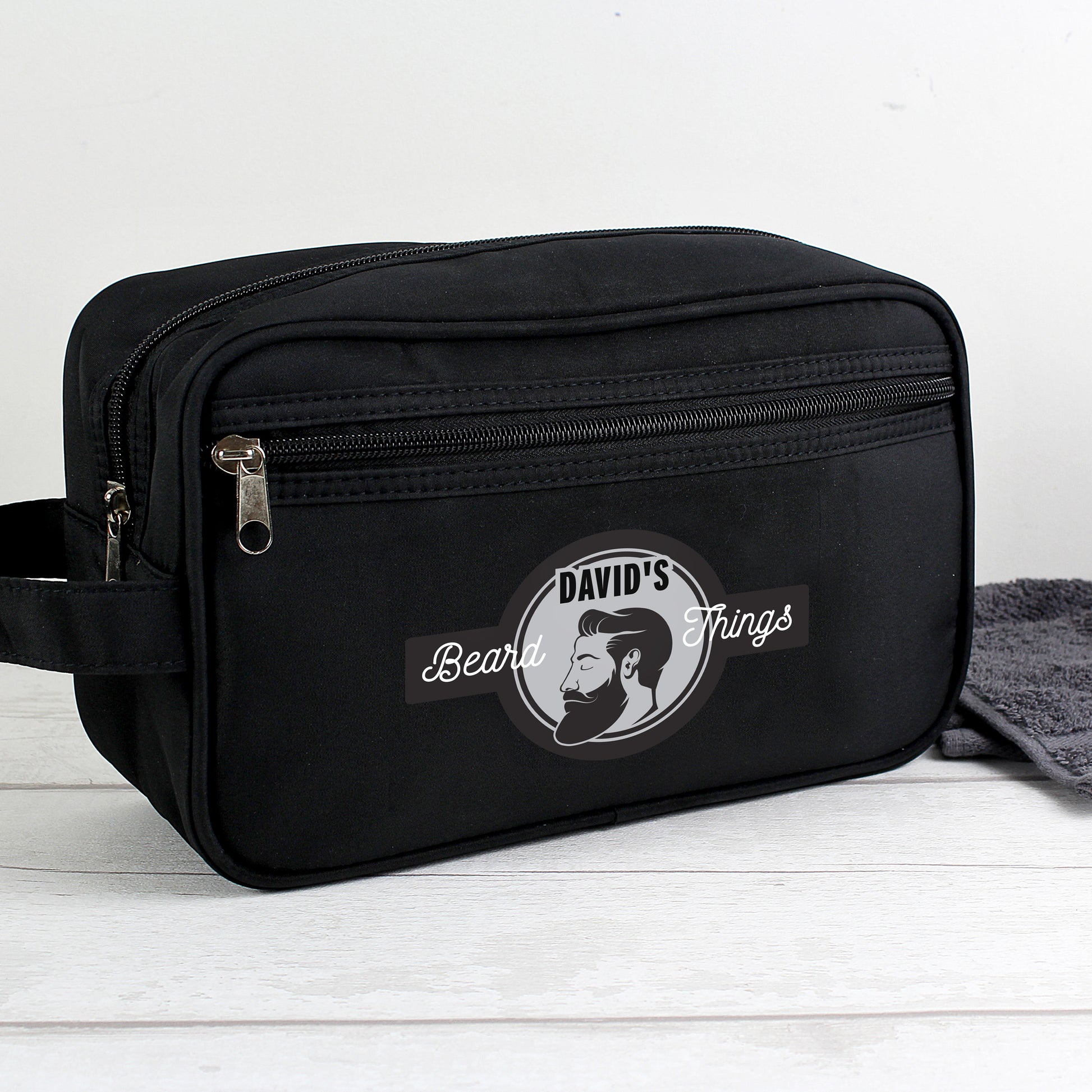 Personalised Beard Things Black Toiletry Bag - MK&JD Gifts