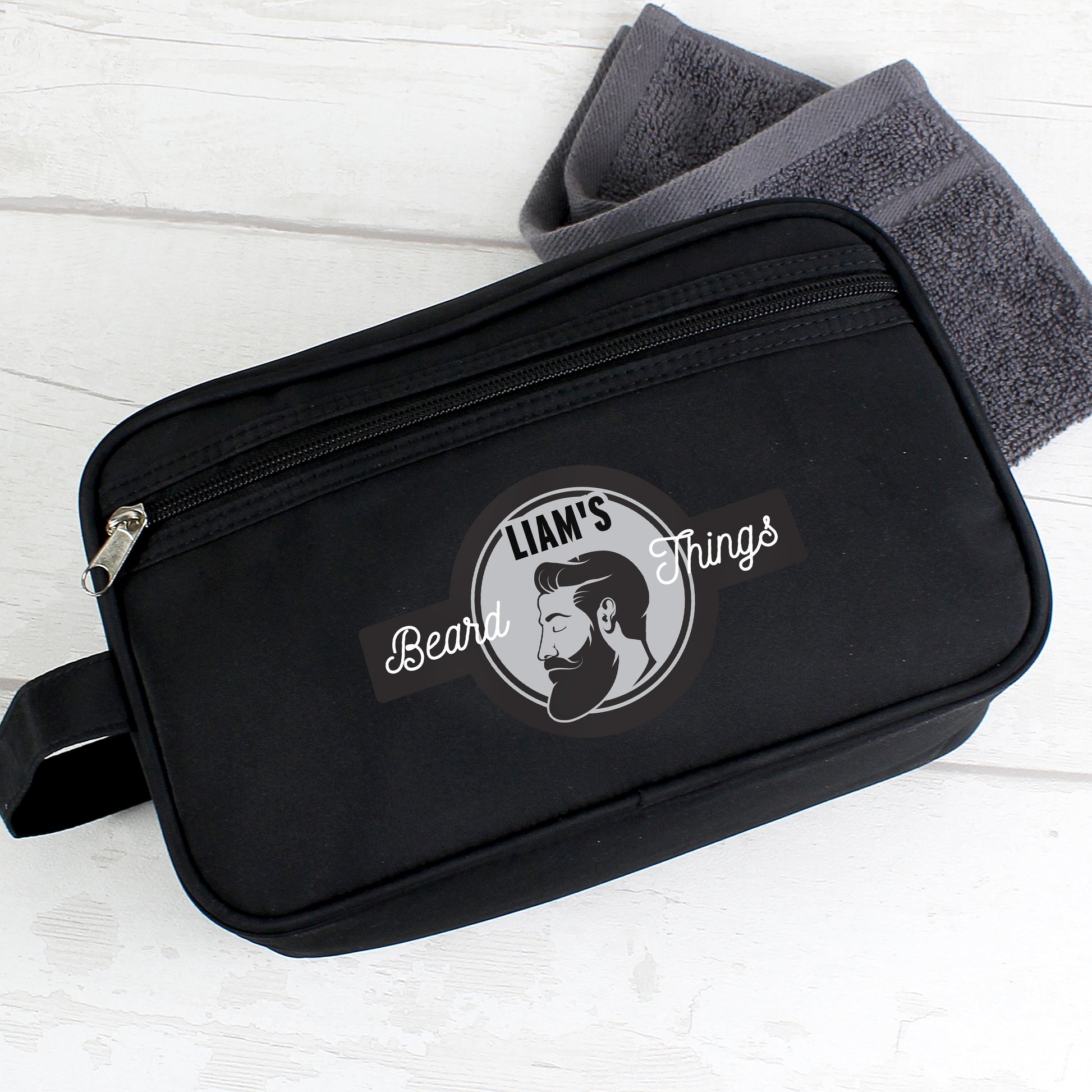 Personalised Beard Things Black Toiletry Bag - MK&JD Gifts