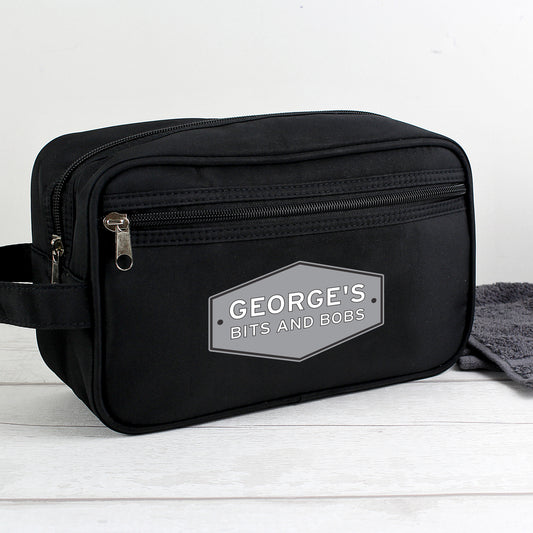 Personalised Plaque Black Toiletry Bag - MK&JD Gifts