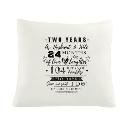 Personalised 2nd Anniversary Cushion - MK&JD Gifts