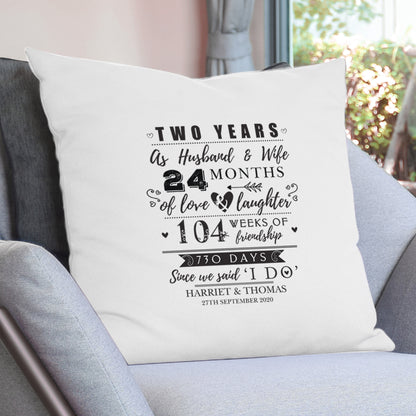 Personalised 2nd Anniversary Cushion - MK&JD Gifts