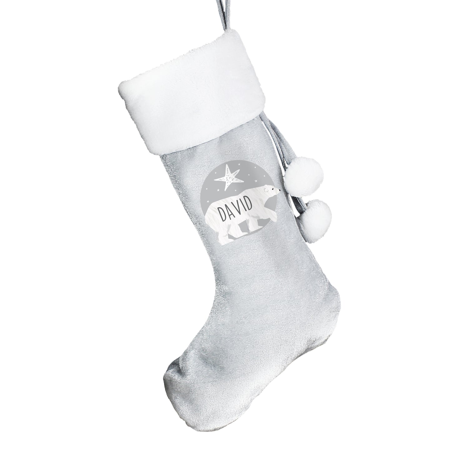 Personalised Polar Bear Luxury Silver Grey Stocking - MK&JD Gifts