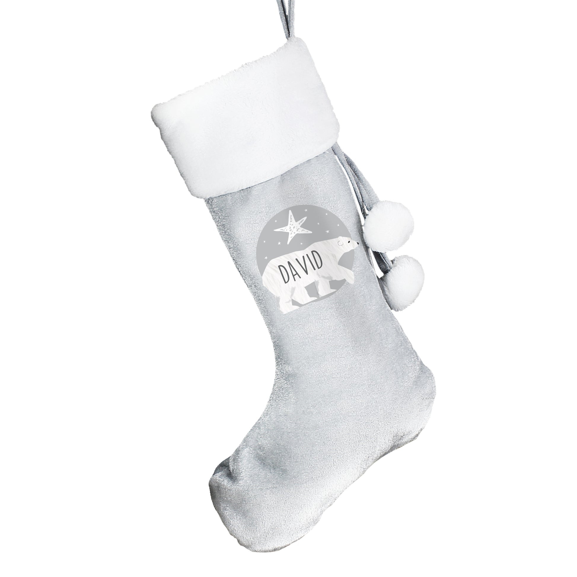 Personalised Polar Bear Luxury Silver Grey Stocking - MK&JD Gifts