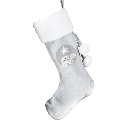 Personalised Baby Polar Bear Luxury Silver Grey Stocking - MK&JD Gifts