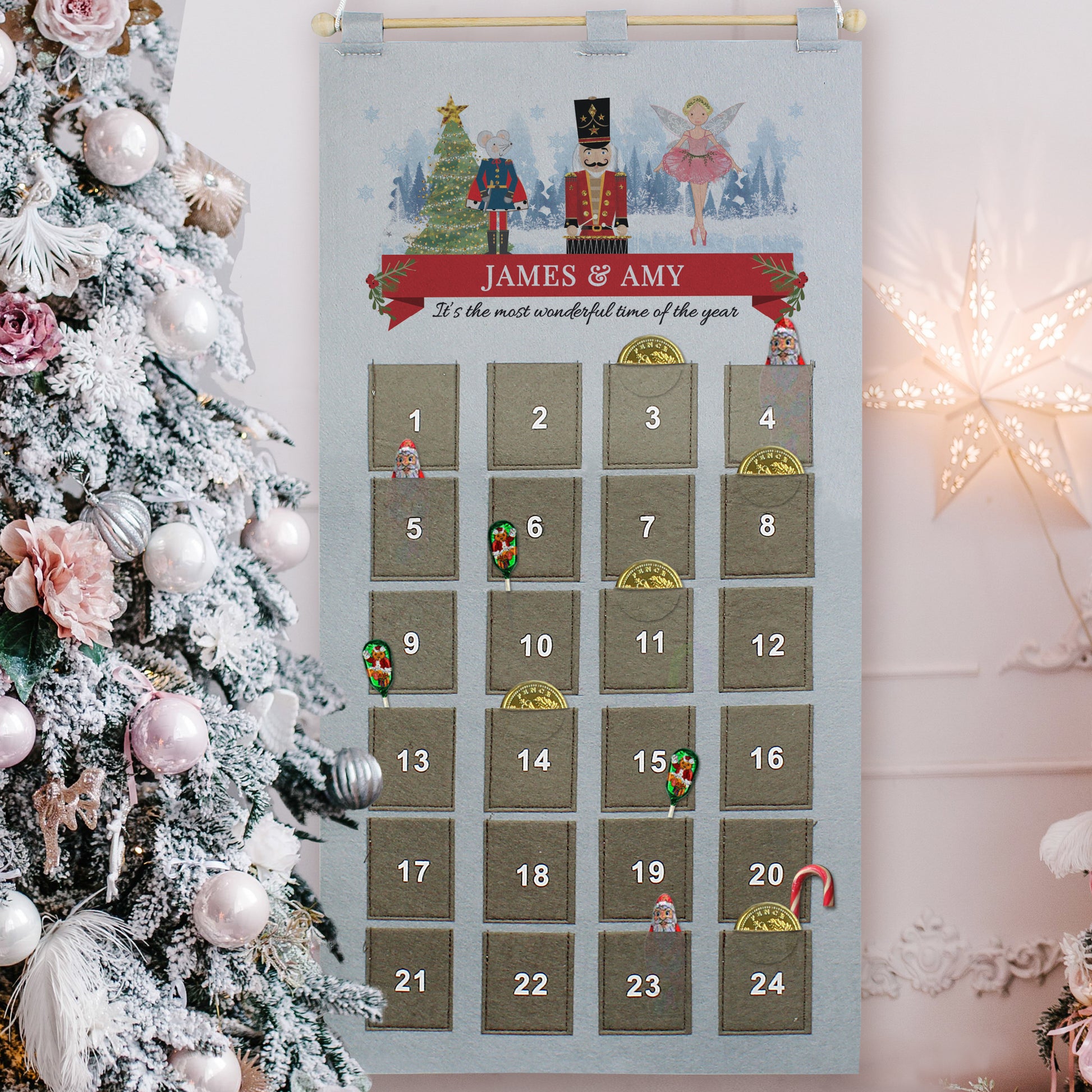 Personalised Nutcracker Advent Calendar In Silver Grey - MK&JD Gifts