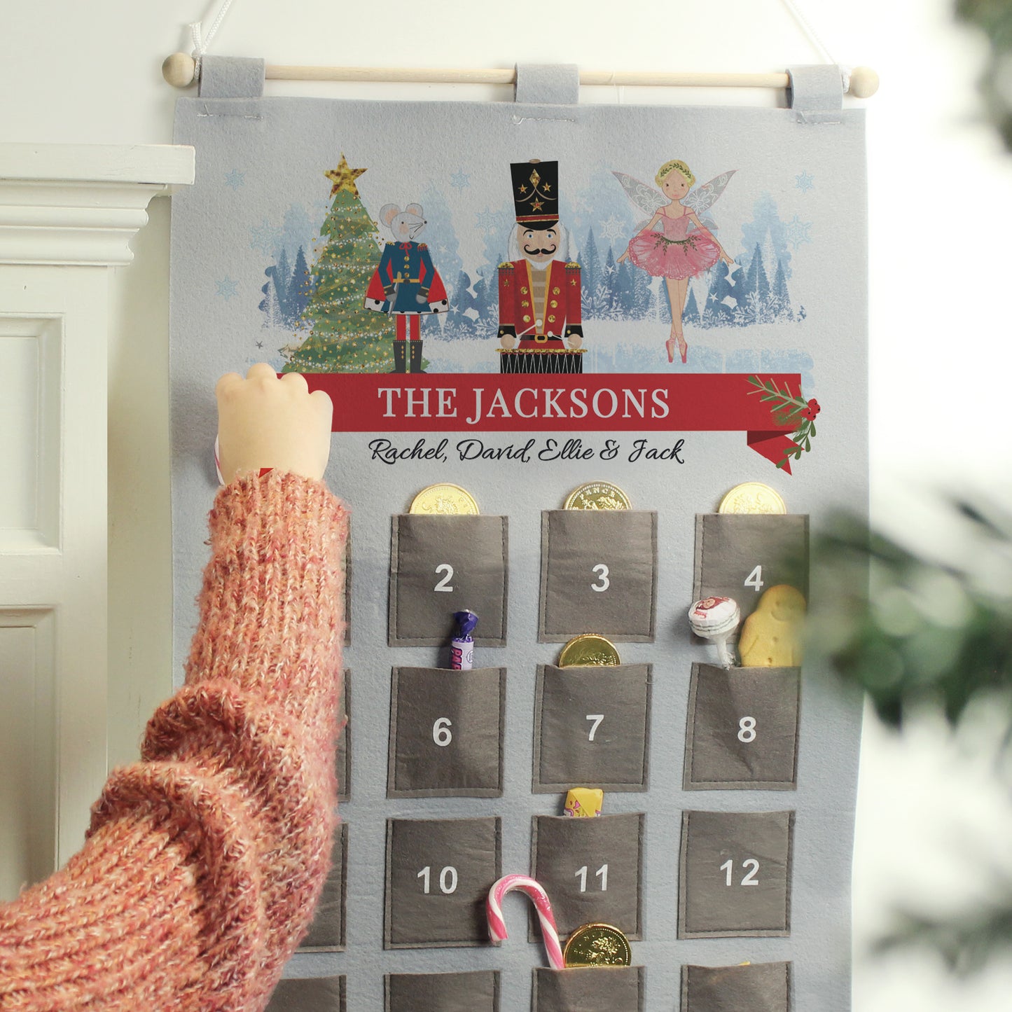 Personalised Nutcracker Advent Calendar In Silver Grey - MK&JD Gifts