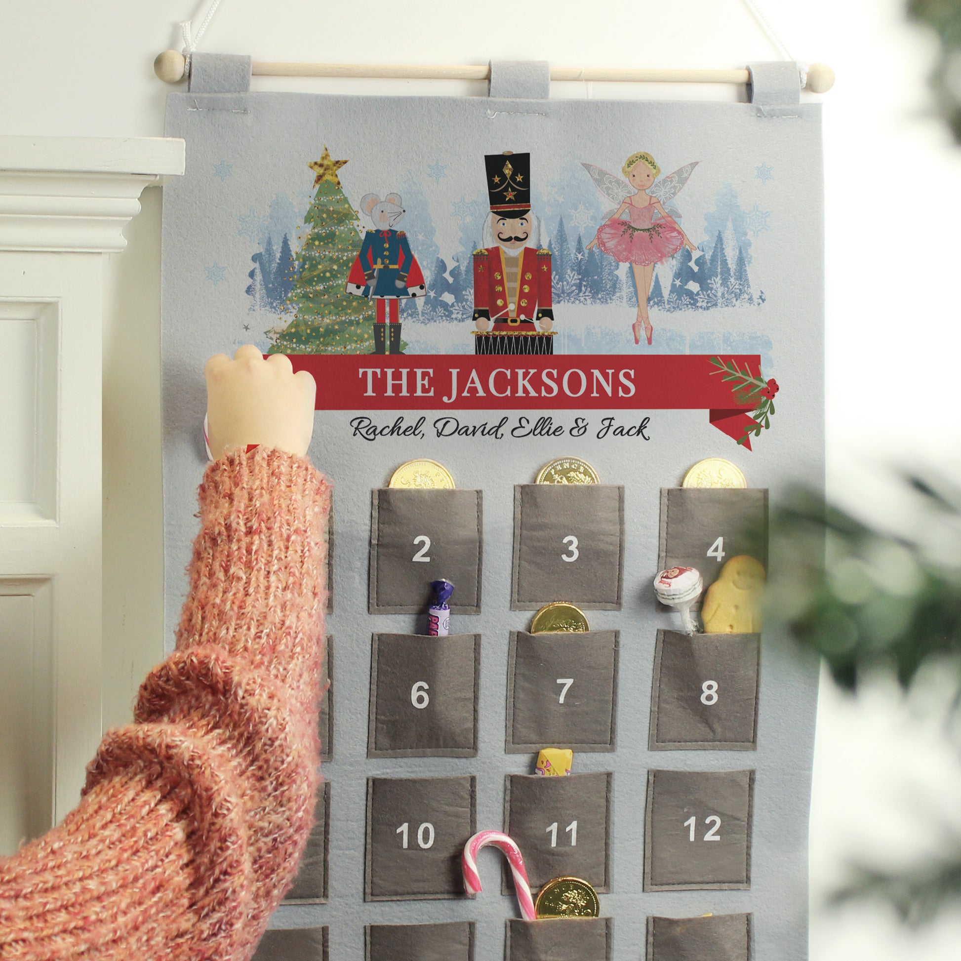 Personalised Nutcracker Advent Calendar In Silver Grey - MK&JD Gifts