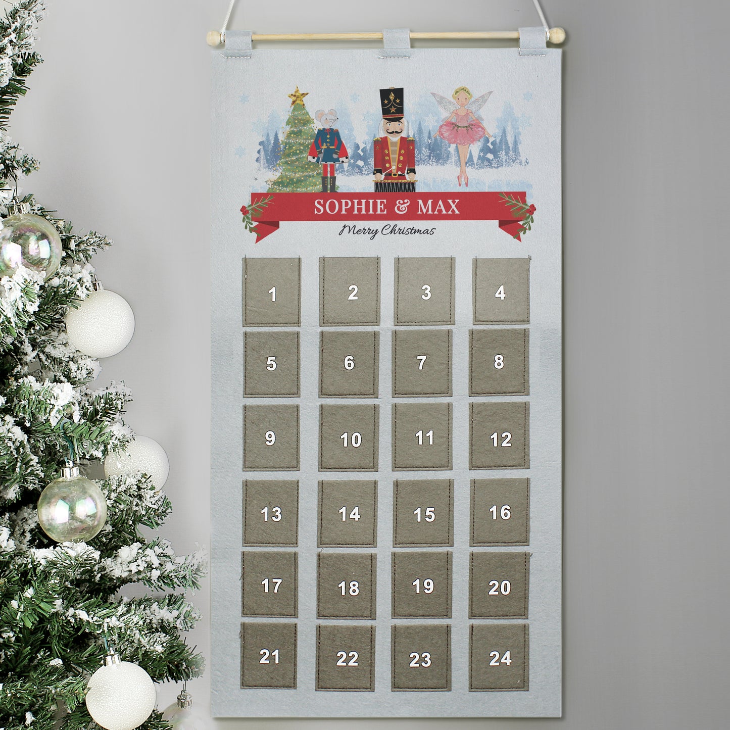 Personalised Nutcracker Advent Calendar In Silver Grey - MK&JD Gifts