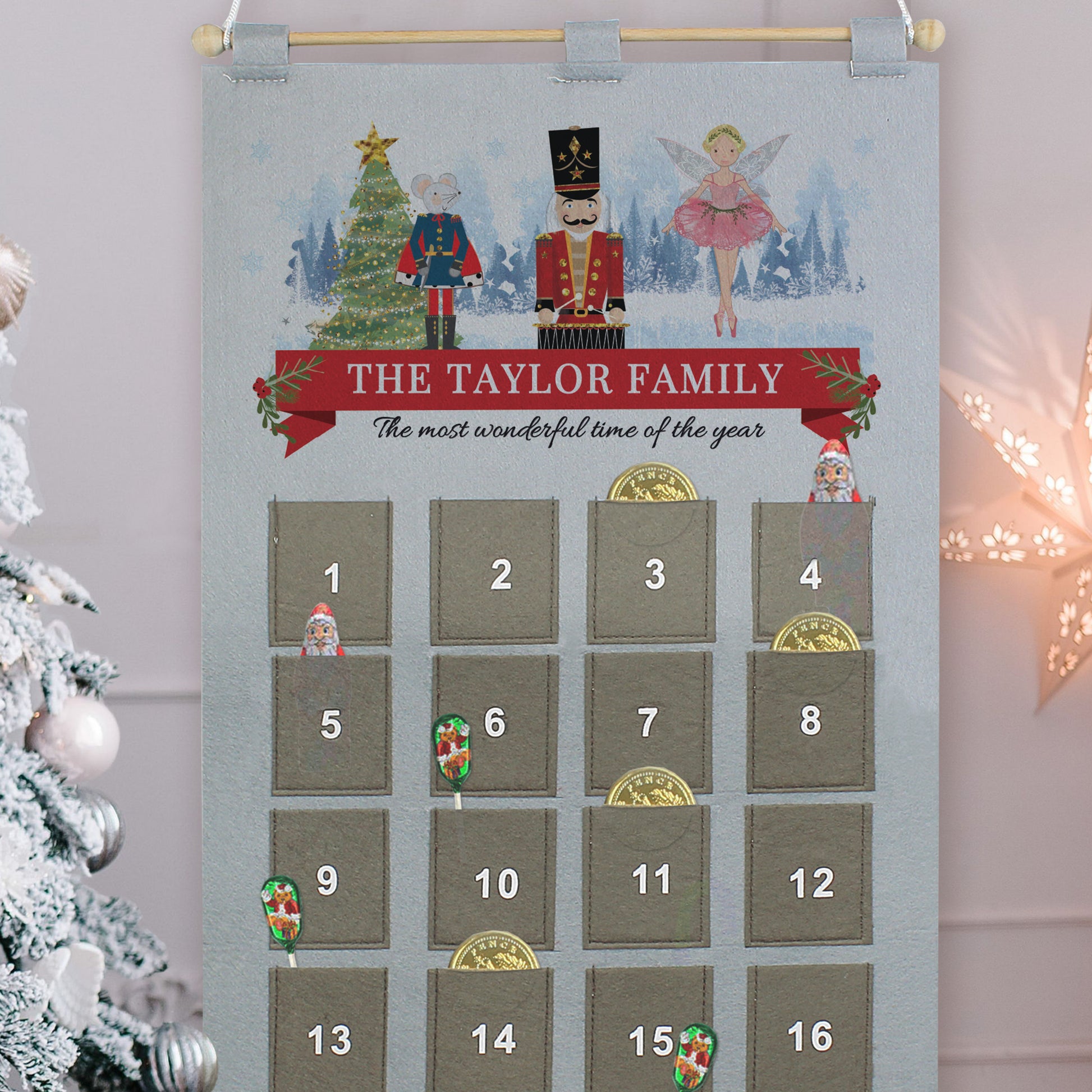 Personalised Nutcracker Advent Calendar In Silver Grey - MK&JD Gifts
