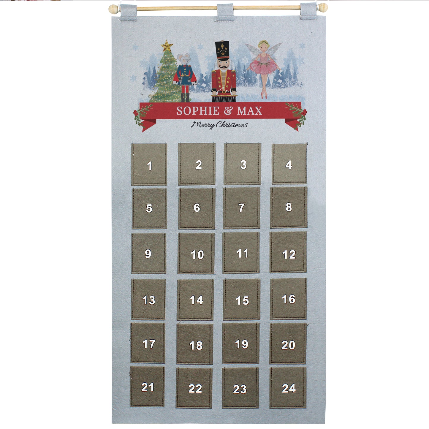 Personalised Nutcracker Advent Calendar In Silver Grey - MK&JD Gifts