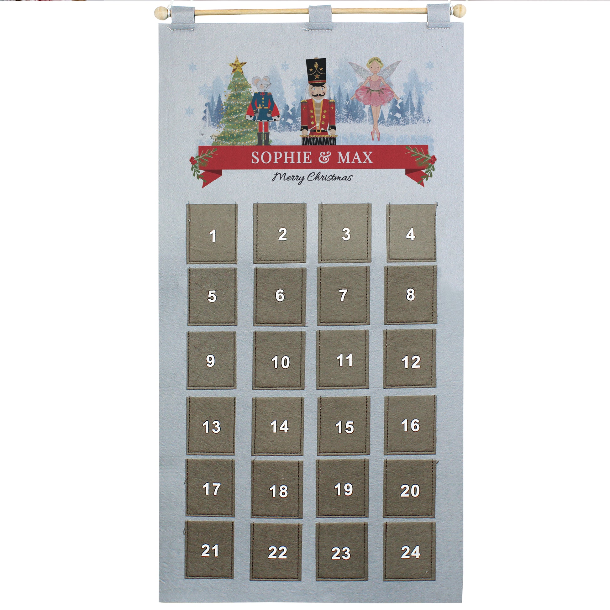 Personalised Nutcracker Advent Calendar In Silver Grey - MK&JD Gifts