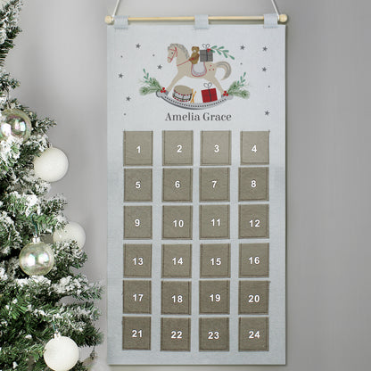 Personalised Rocking Horse Advent Calendar In Silver Grey - MK&JD Gifts